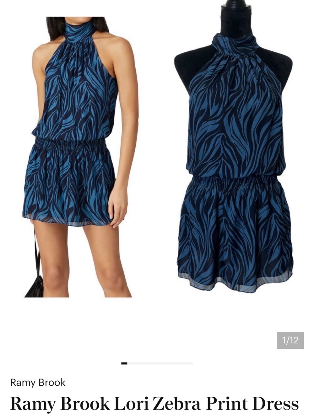 RAMY Brook 
Blue Patterned Halter Mini Dress